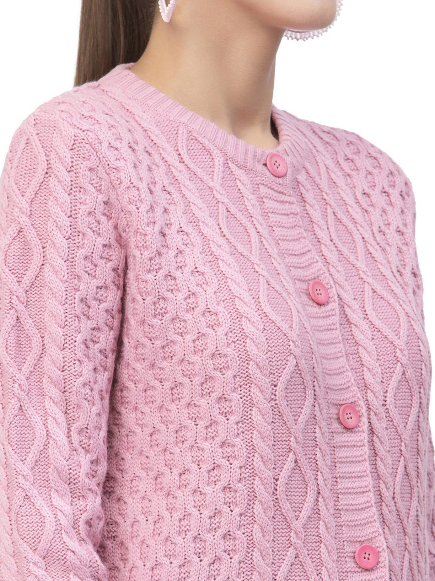 Kalt Pink Cable Design Sweater