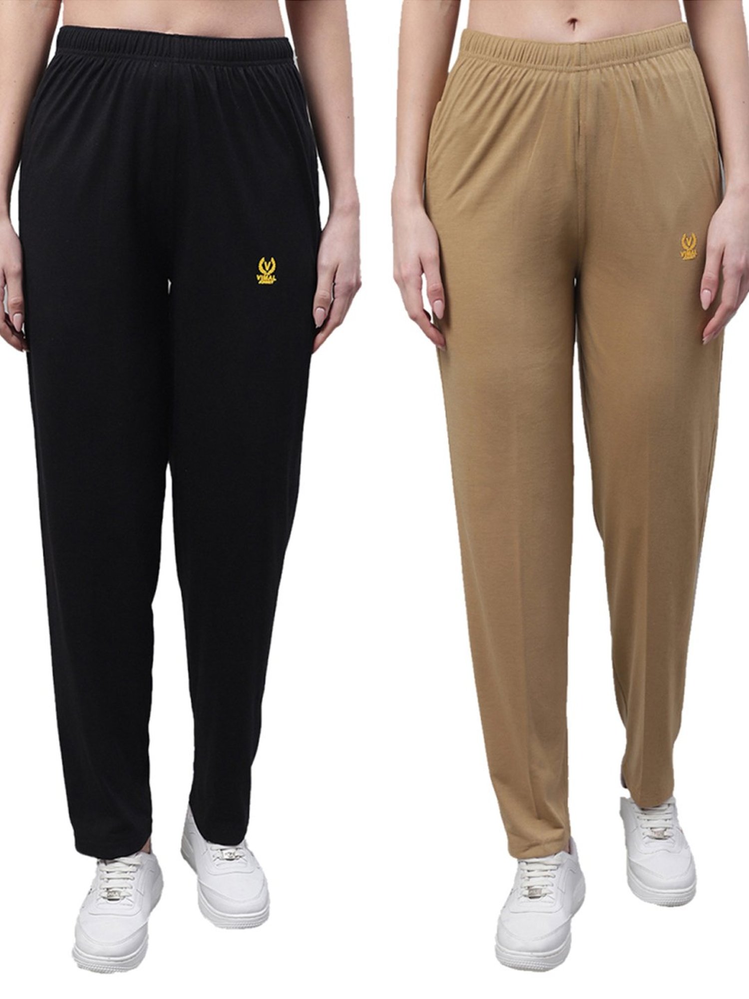 Vimal Jonney Black & Brown Cotton Track Pants - Pack Of 2
