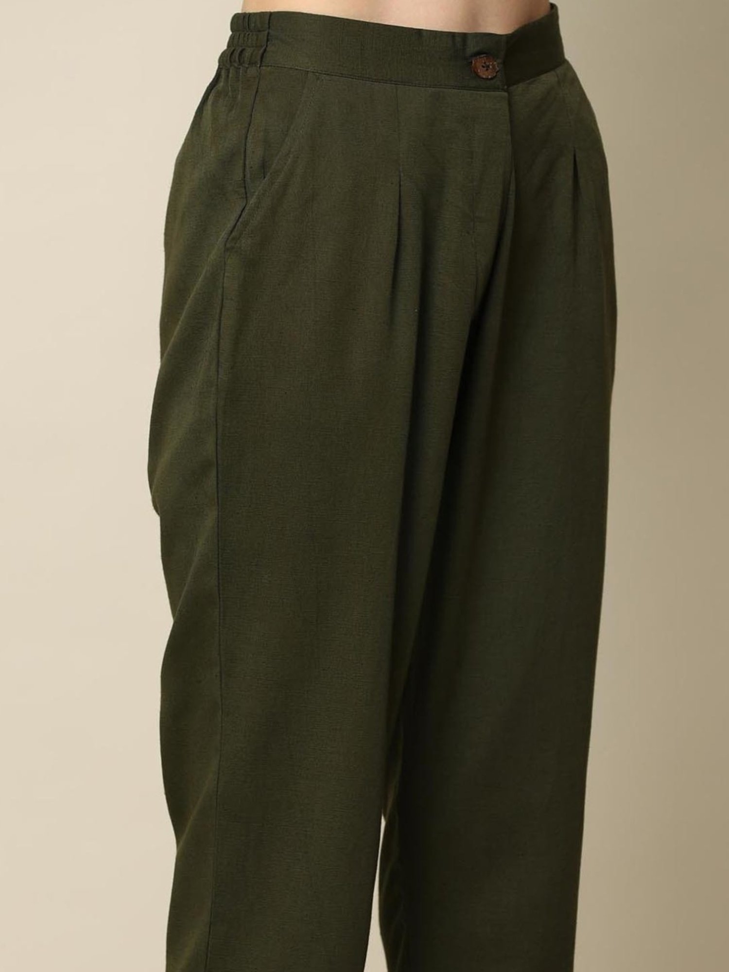 Saltpetre Classic Tencel Tapered Olive Trousers