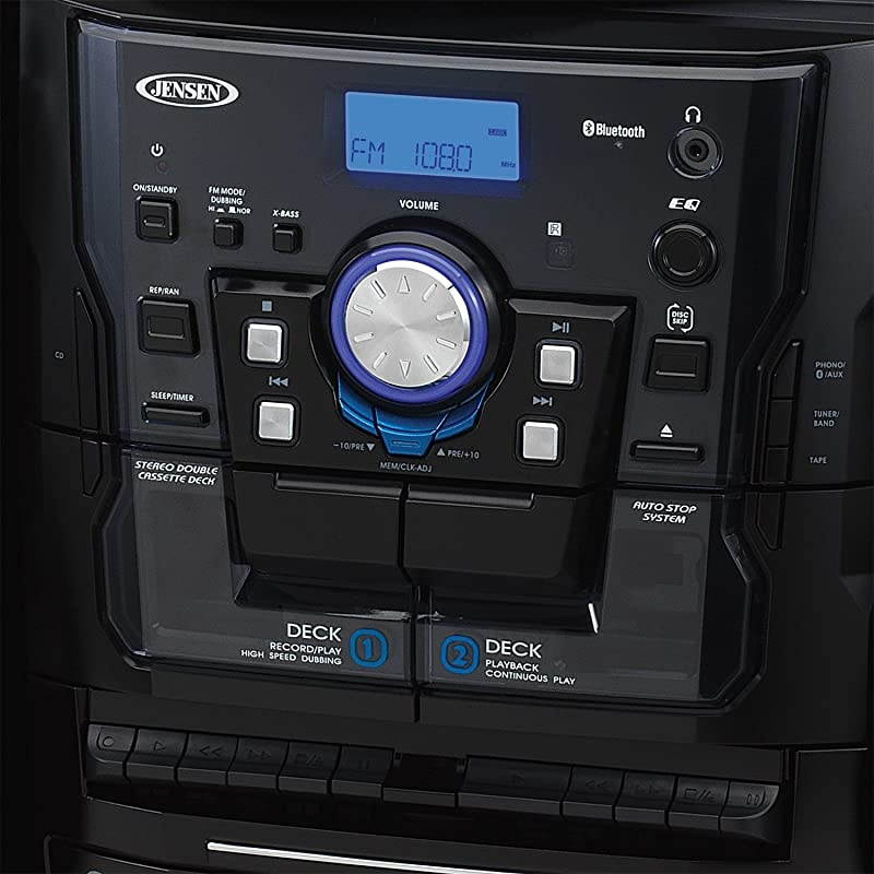 JMC1250 Bluetooth 3-Speed Stereo Turntable and 3 CD Changer with Dual Cassette Deck (JMC-1250)