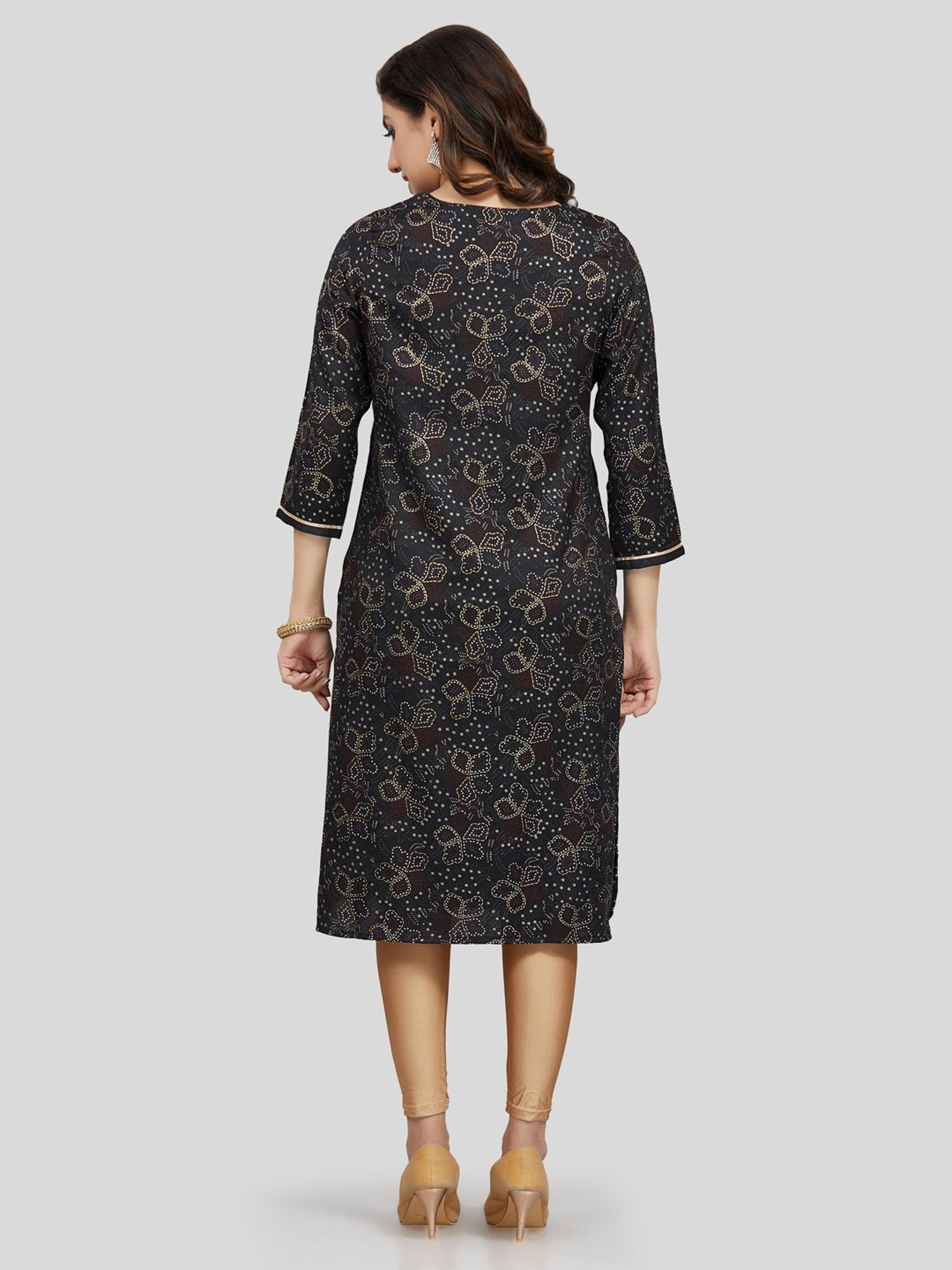 Saree Swarg Black Printed Straight Kurta