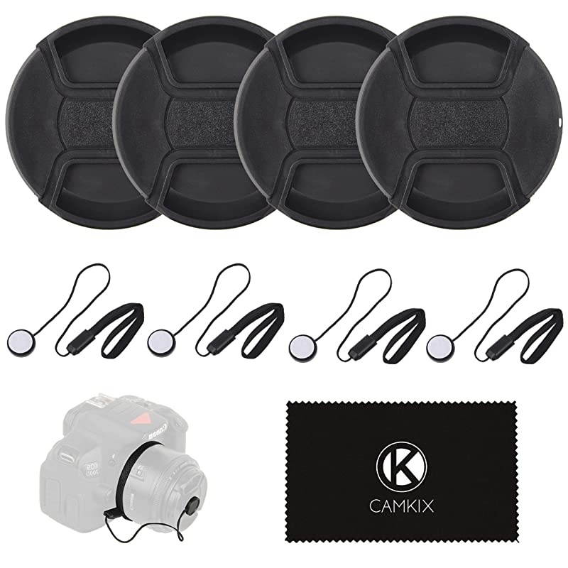 Cap Bundle 4 Snapon Caps for DSLR Cameras 4 Cap Keepers Microfiber Cleaning Cloth Included Compatible Nikon Canon Sony Cameras 55mm