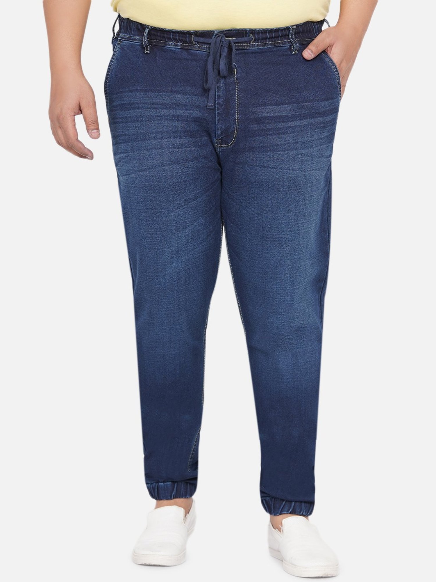 John Pride Blue Regular Fit Plus Size Joggers Jeans