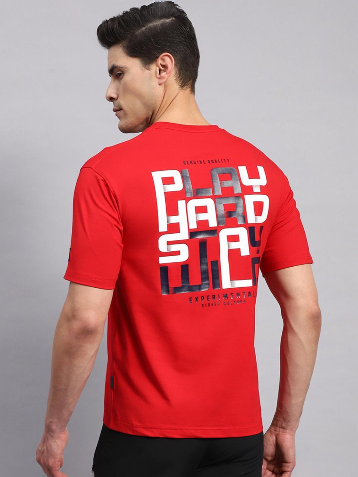 Rock.it Red Cotton Regular Fit Printed T-Shirt