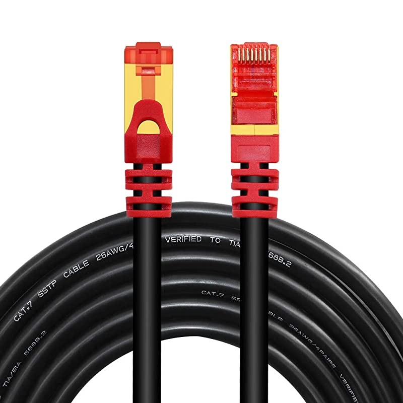 CAT 7 Outdoor Ethernet Cable 15 ft CAT7 ethernet Cable RJ45 LAN Cable Gigabit Network Patch Cord SSTP Waterproof Direct Burial for Modem Router Patch Panel PCLaptop15FT5M