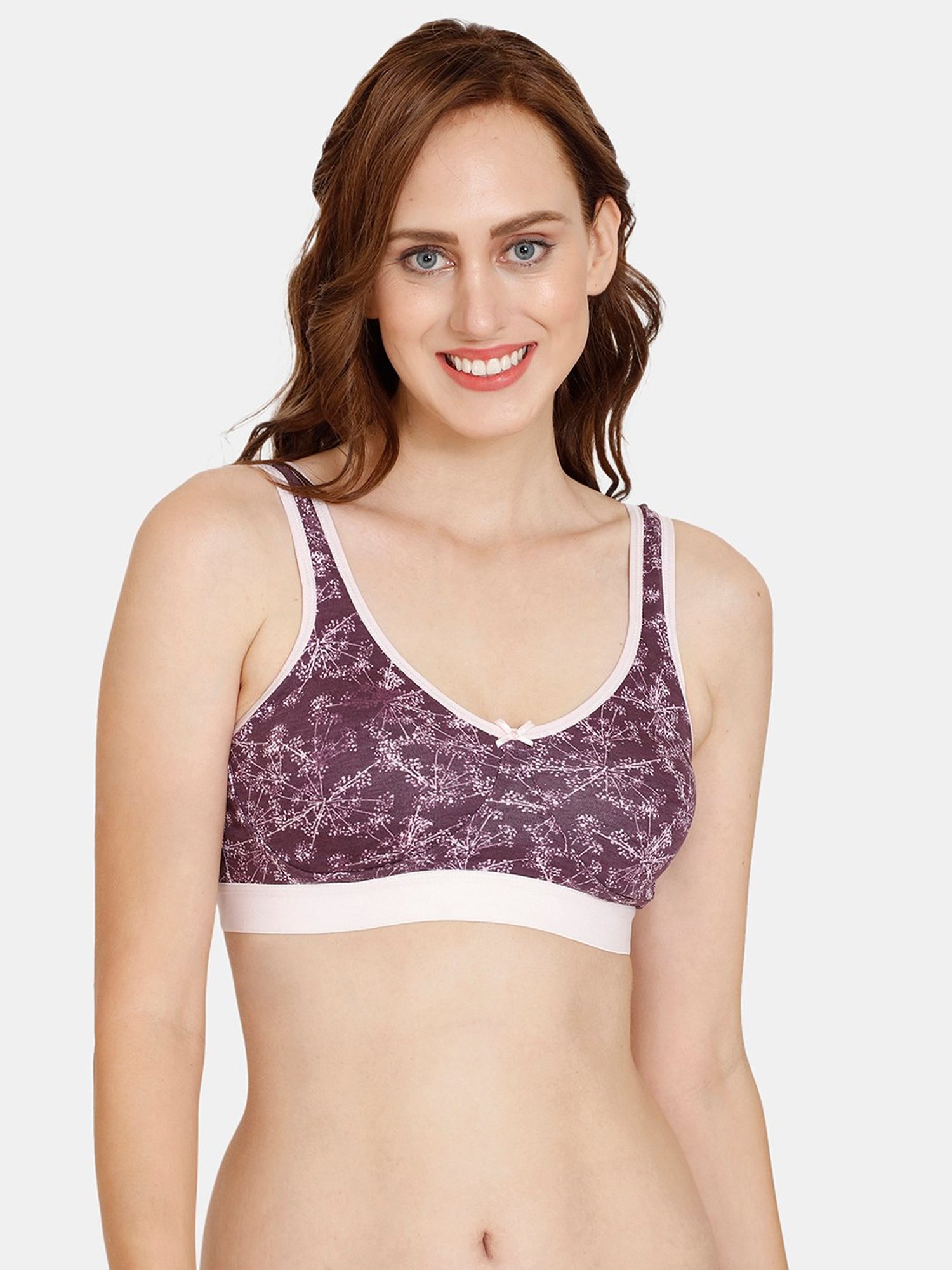 Rosaline by Zivame Purple Printed Half Coverage Double Layered Bralette