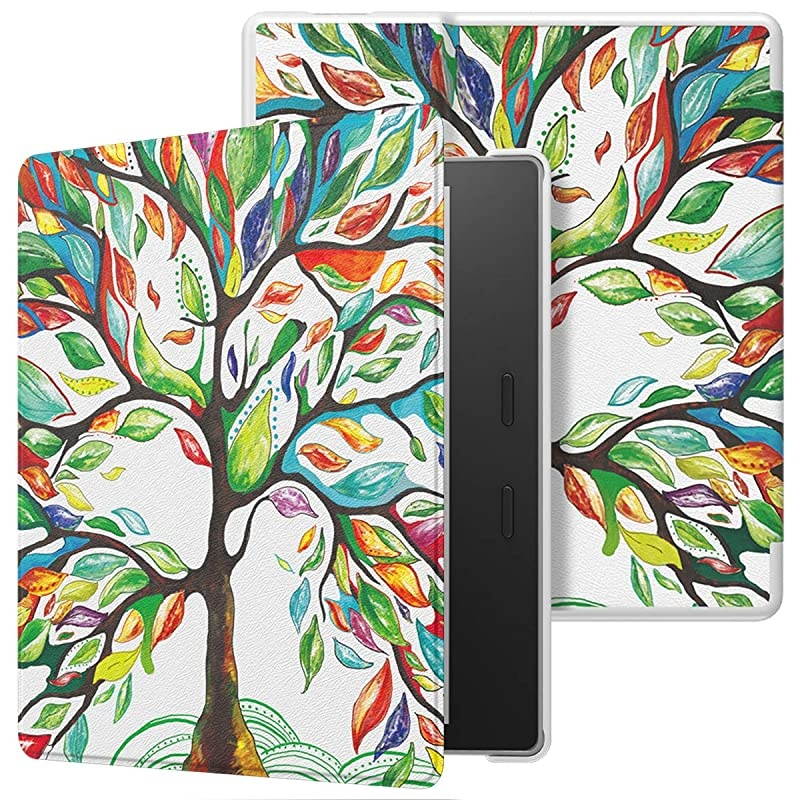 Case Compatible for AllNew Kindle Oasis 10th Generation 2019 Release Slim Lightweight PU Leather Protective Cover with Auto WakeSleep Fit  7quot Kindle Oasis Lucky Tree