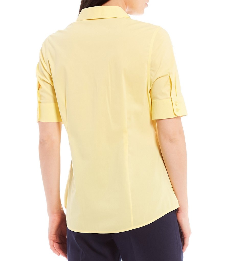 Investments Petite Size Lauren Gold Label Non-Iron Stretch Short Sleeve Button Front Shirt