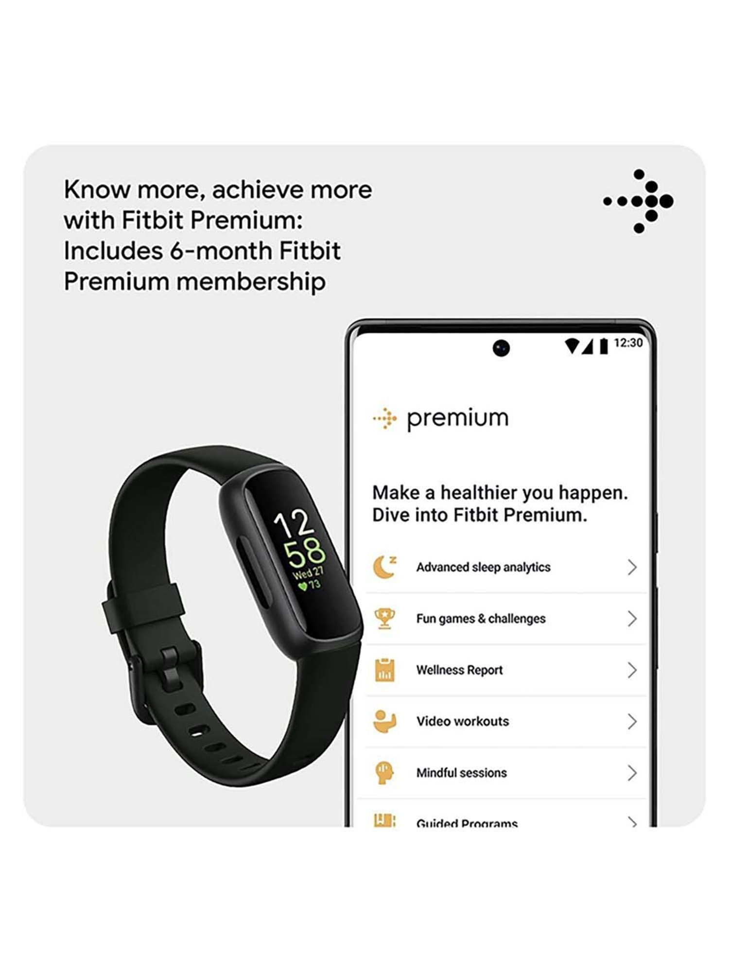 Fitbit Inspire 3 Health & Fitness Tracker Smartwatch (Midnight Zen / Black)
