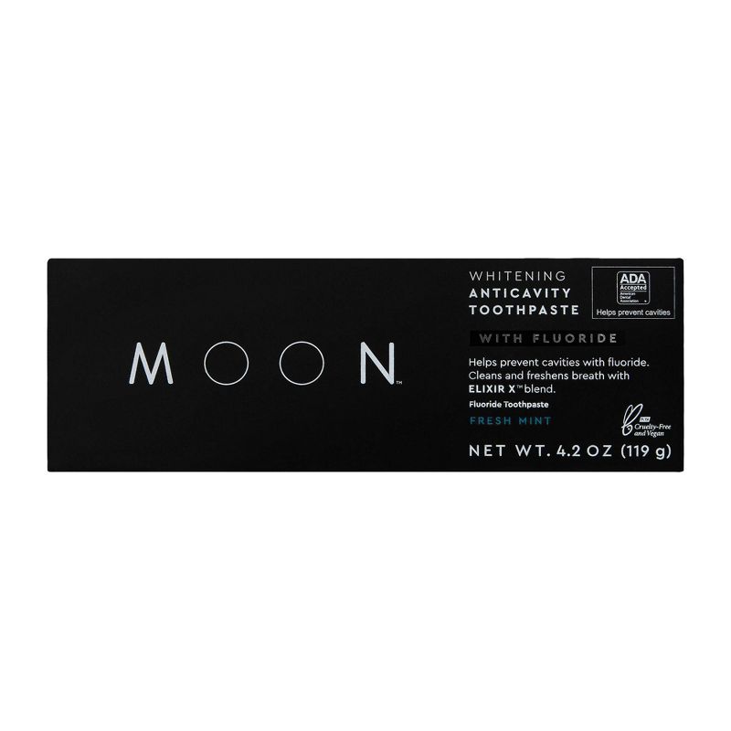 Moon Anti-cavity with Fluoride Whitening Fresh Mint Toothpaste Vegan Paraben + SLS Free Fresh Mint - 4.2oz