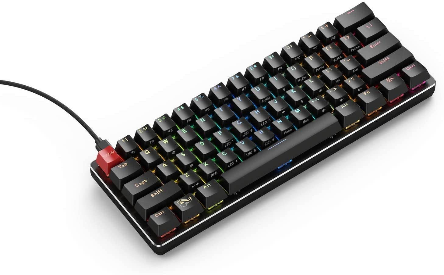 Glorious GMMK Modular Mechanical Gaming Keyboard - 60% Compact Size (61 Key) - RGB LED Backlit, Brown Switches, Hot Swap Switches (Black)(GMMK-Compact-BRN)