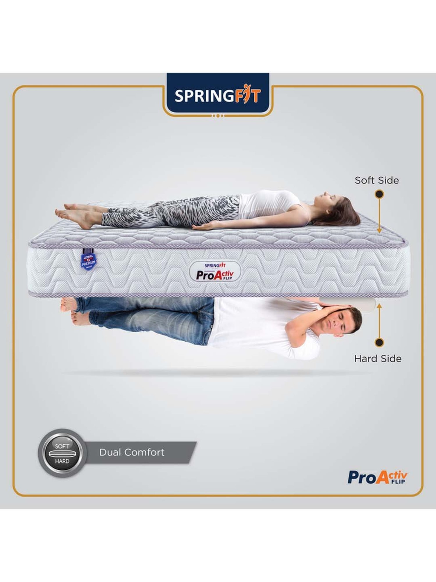 Springfit Pro Activ Flip Dual Side Ortho Hr Foam Bed Mattress 4 inch-Single Size(72x36x4)