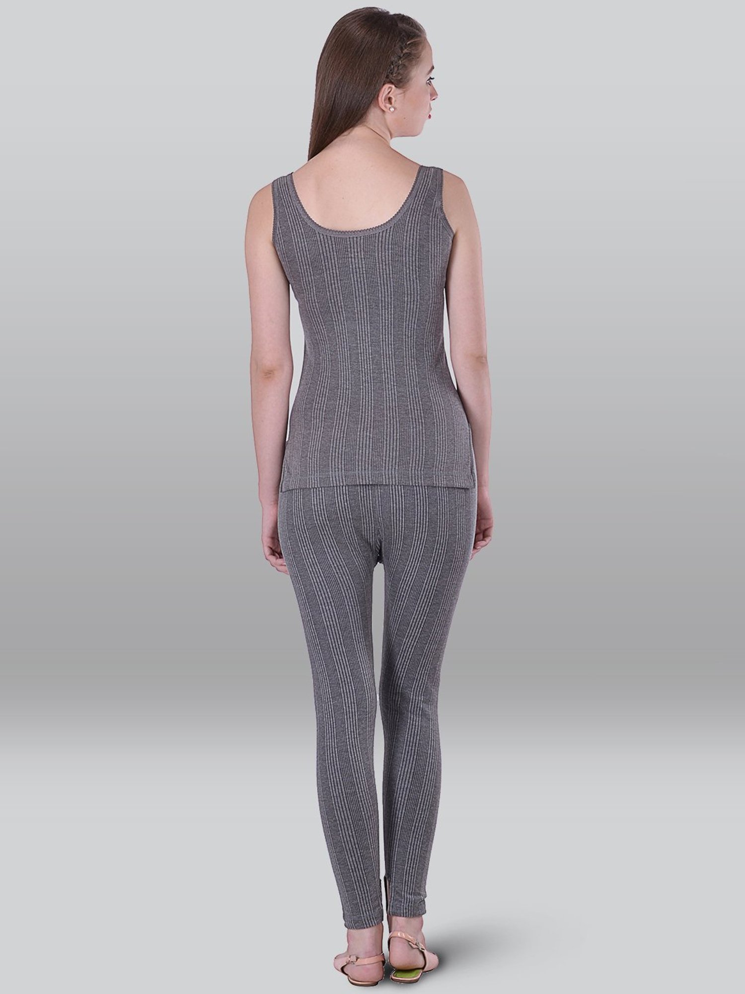 LUX Inferno Grey Striped Tank Top Leggings Set