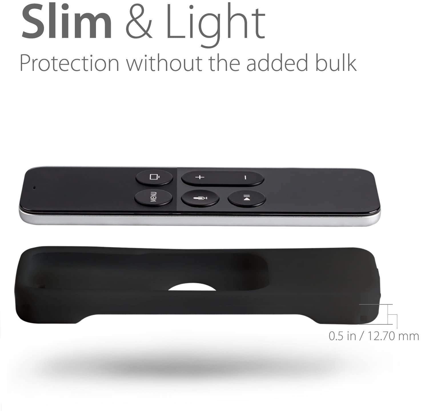 Apple TV 4K (5th Gen) Remote Control Case, Fosmon Open Logo Flexible Silicone Cover Lightweight Gel Rubber Case for Apple TV 4K 5th Generation / Apple TV 4th Generation Siri Remote Controller (Black)