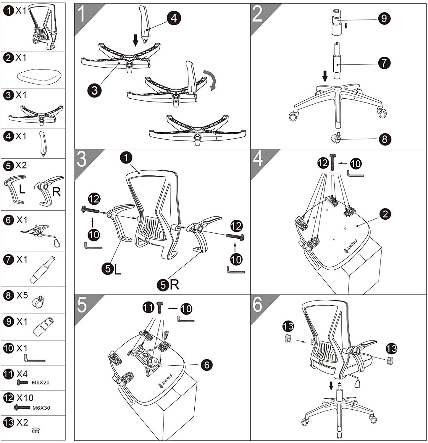 Mid Back Mesh Office Chair Ergonomic Swivel Black Mesh Computer Chair Flip Up Arms with Lumbar Support Adjustable Height Task Chair