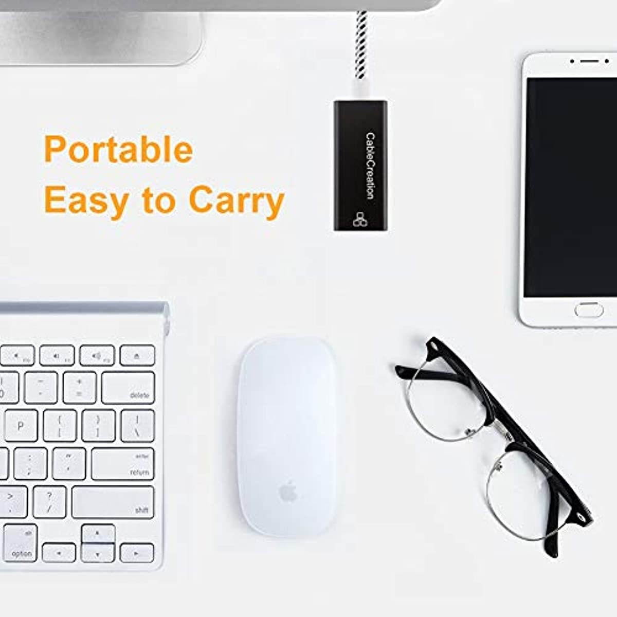 USB C Ethernet Adapter, CableCreation USB Type C to RJ45 Network LAN Adapter Up to 10/100/1000 Mbps, Ethernet for Windows, Mac, macOS X, Compatible with Galaxy S10, iPad Pro 2020, Aluminum