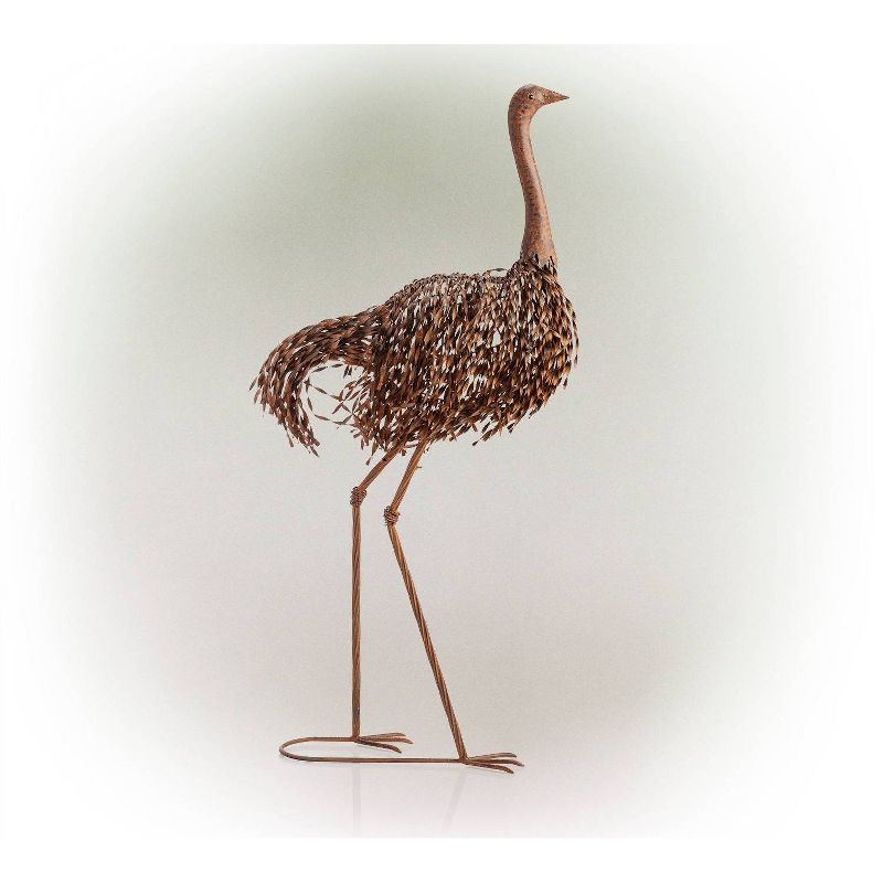 45" x 22" Outdoor Metal Peaking Standing Ostrich Statue Brown - Alpine Corporation