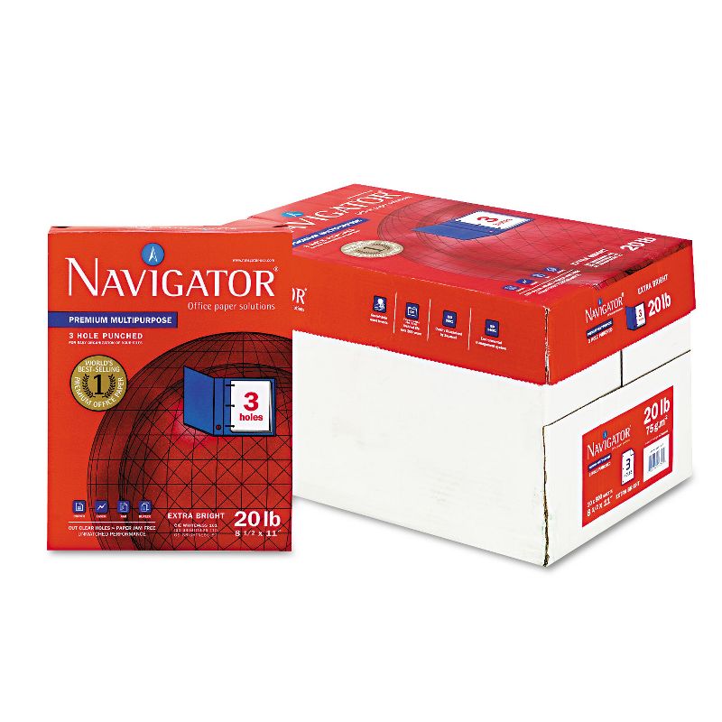 Navigator Premium Multipurpose Paper 97 Brightness 3-Hole Punch 20lb Ltr WE 5000/Ctn NMP113HP