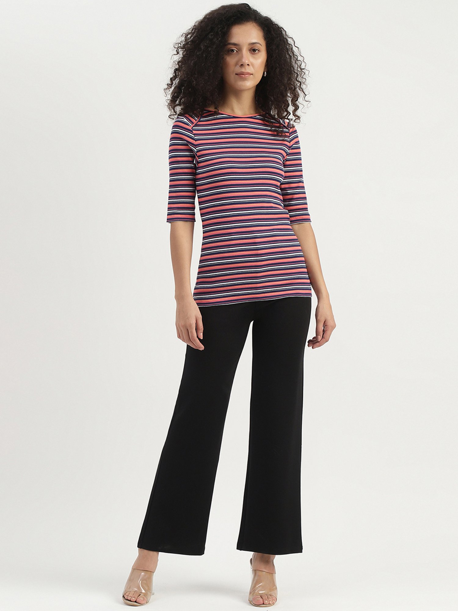 United Colors of Benetton Pink Cotton Striped Top