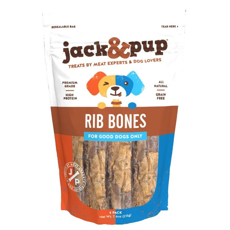 Jack&Pup Rib Bones Beef Dog Treats - 5ct