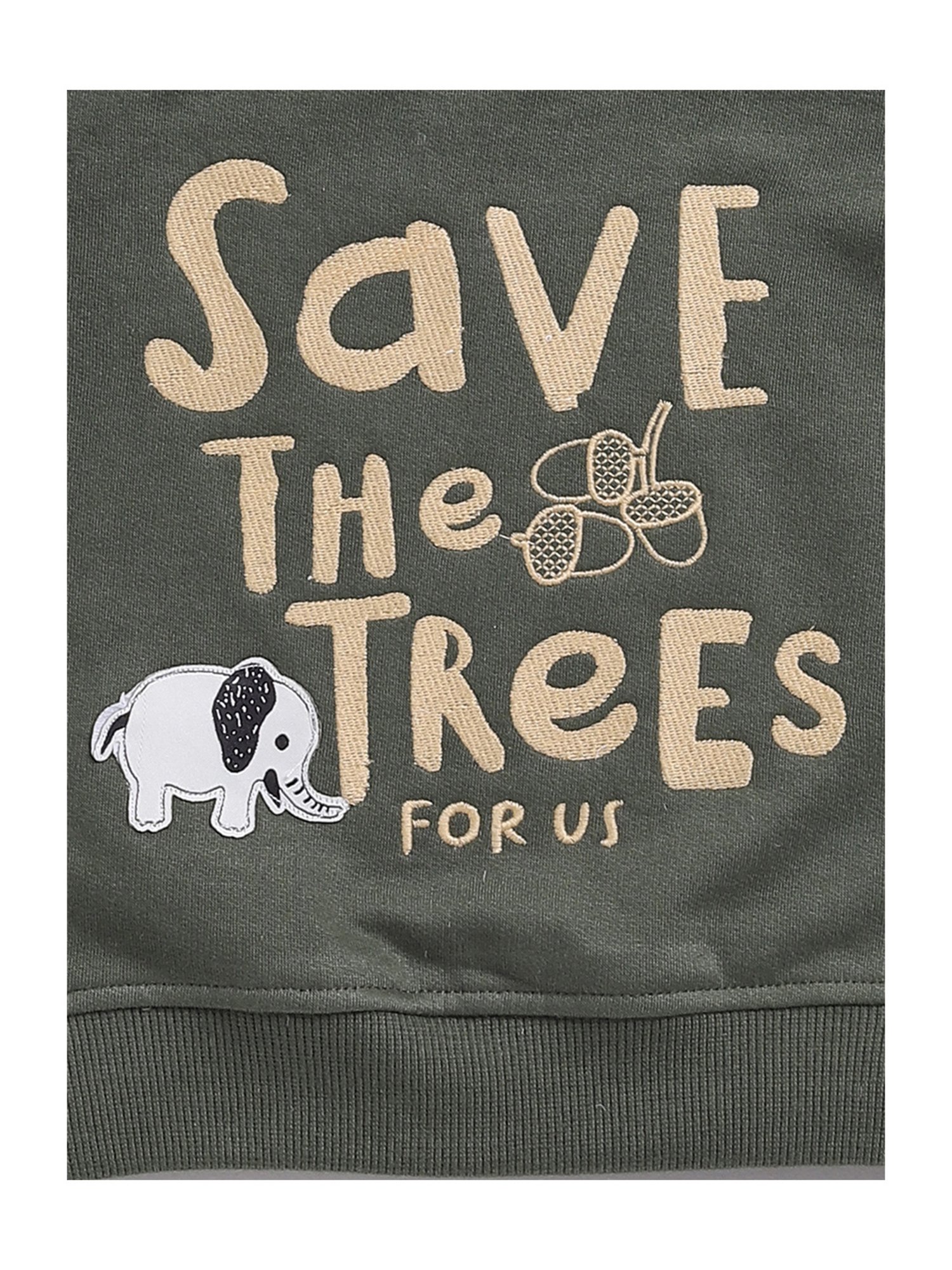 Dollar Kids Green & Beige Embroidered Full Sleeves T-Shirt with Jeans