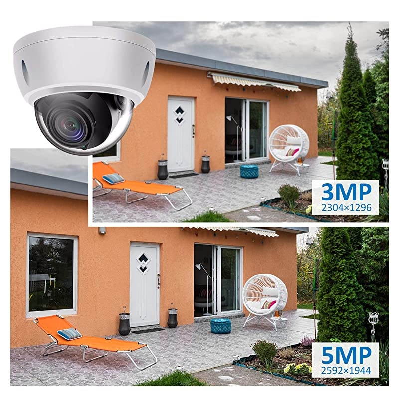 5MP PTZ PoE IP Dome Camera 5X Optical Zoom Security Camera with Audio 2.7-13.5mm Motorized Lens Outdoor Waterproof Video Surveillance Camera Dome Night Vision with Wall Mount Bracket