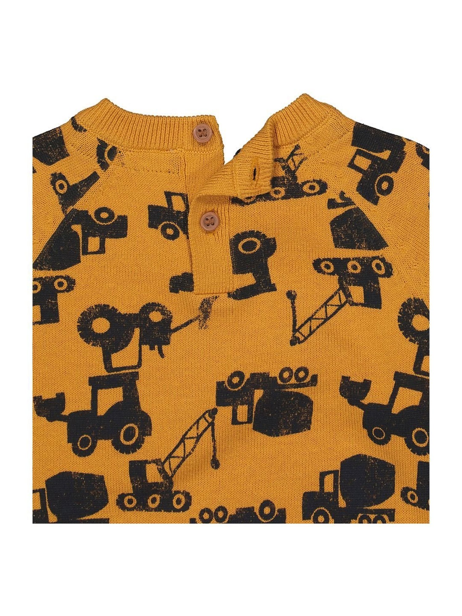 Mothercare Kids Yellow & Navy Cotton Printed Full Sleeves Sweater