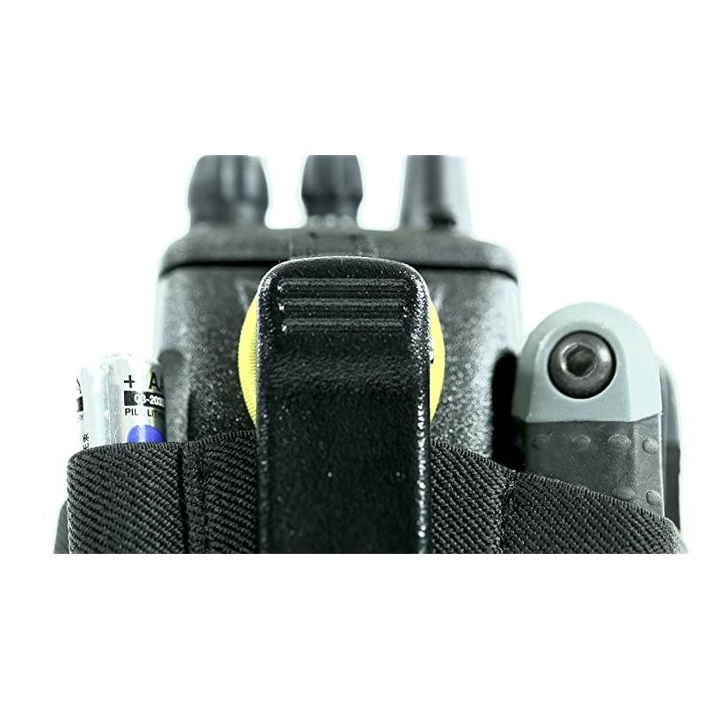 Caddie Yellow Accessory Pouch for Talkies | for Motorola CP 200 and Most Other Talkies | Black with Yellow Bungee