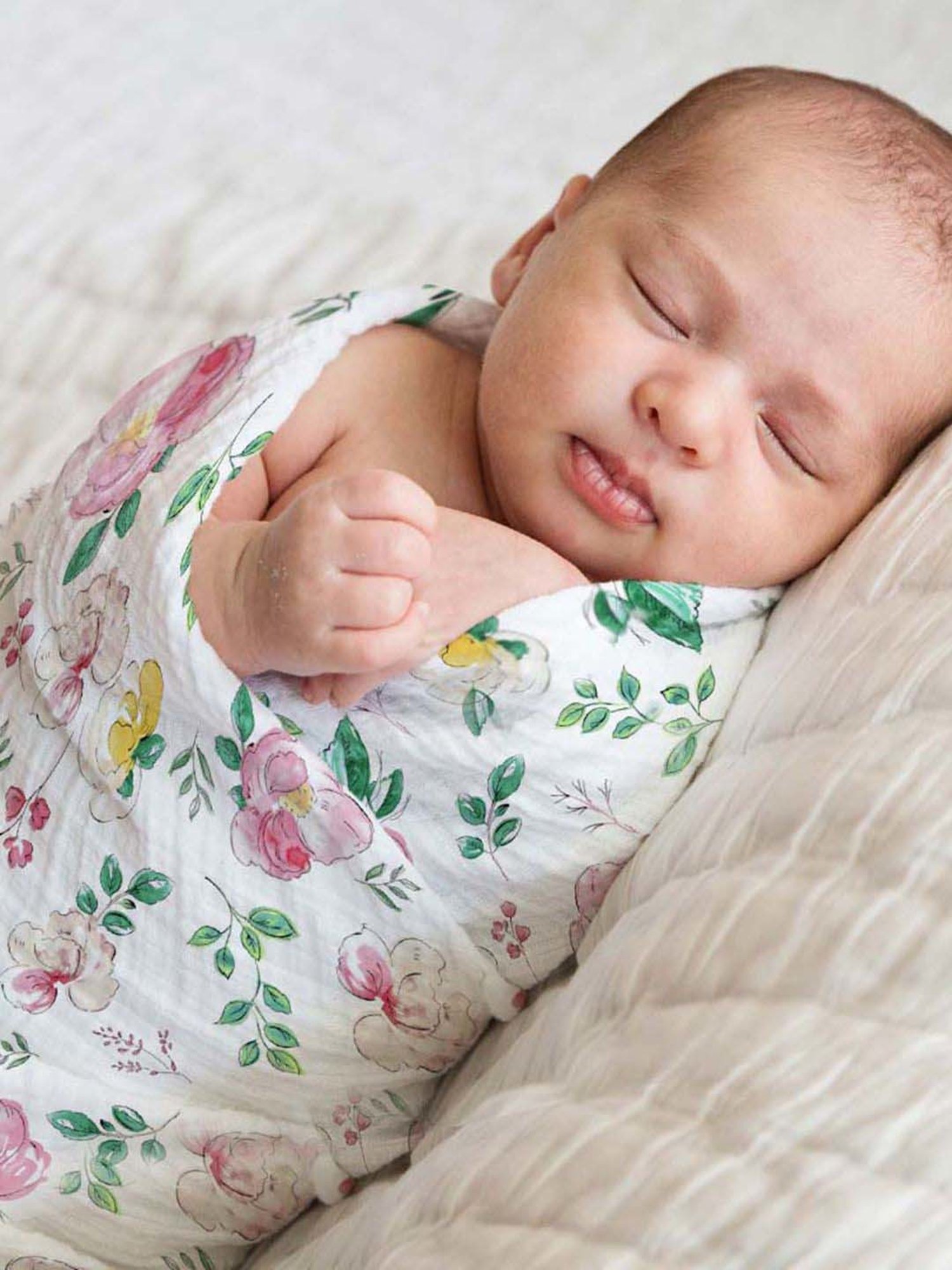 Haus & Kinder Kids White & Green Cotton Printed Swaddle (Pack of 2)