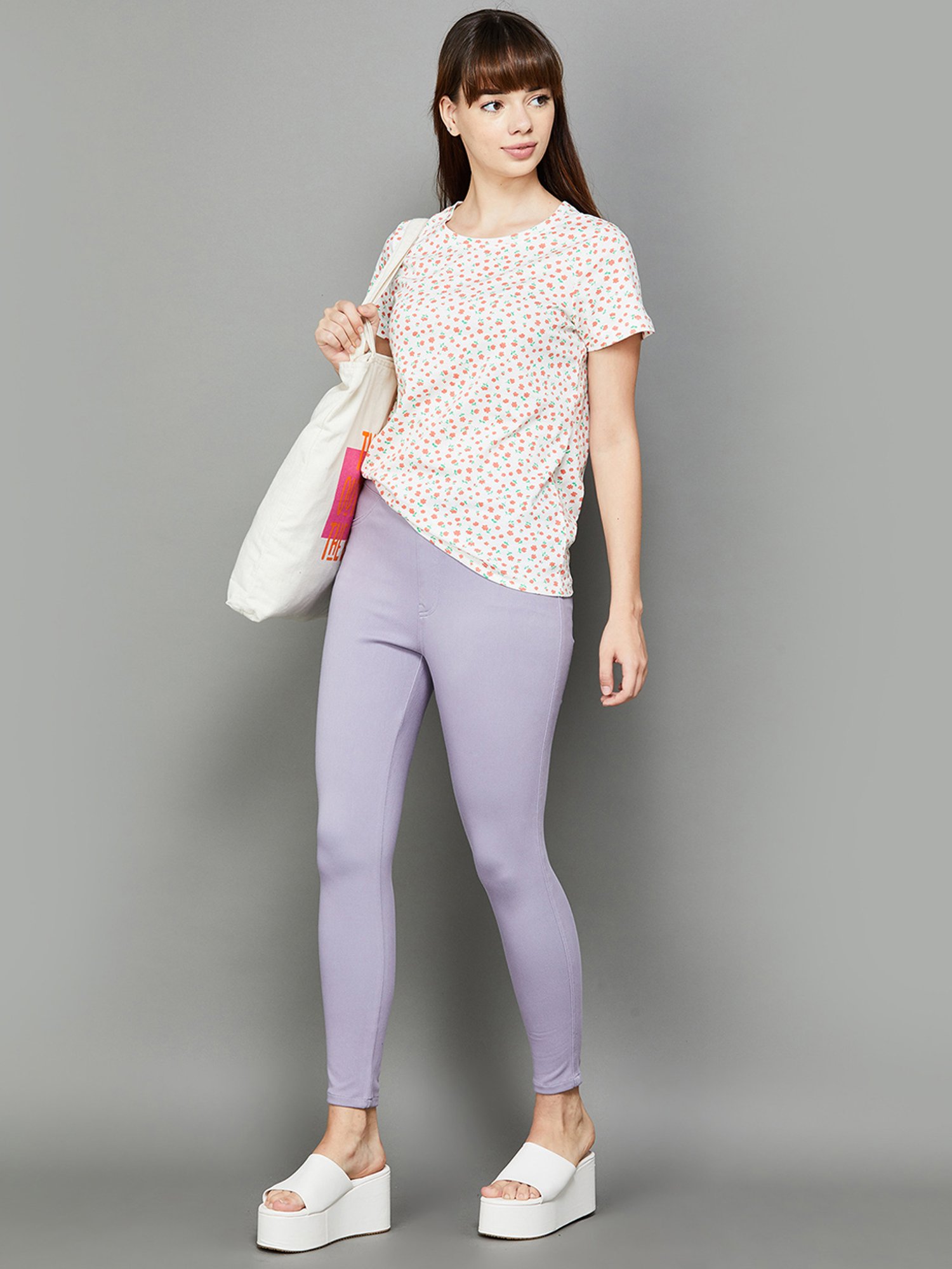 Fame Forever by Lifestyle Off-White Cotton Floral Print Top