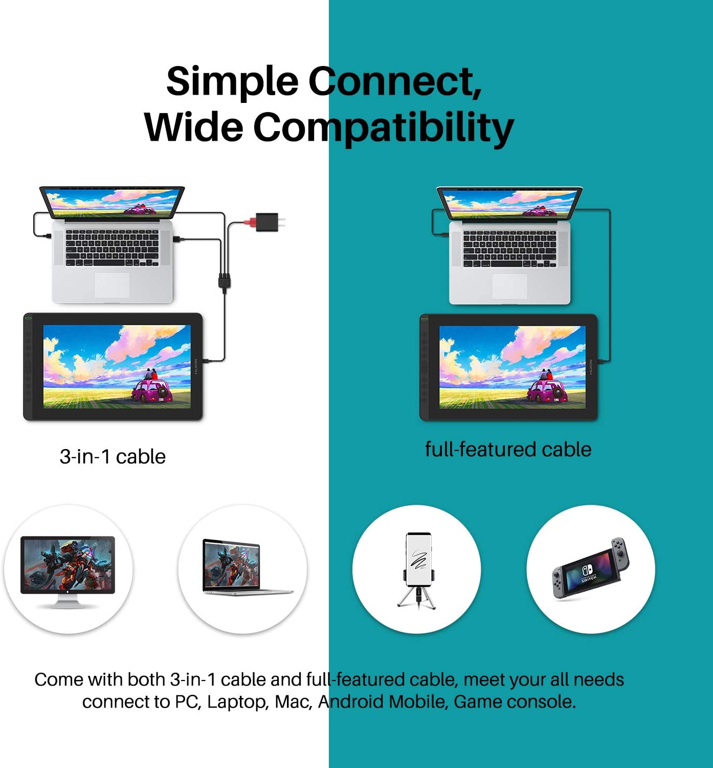 HUION 2021 Kamvas 16 Graphic Drawing Tablet with Screen Full-Laminated, Battery-Free Stylus, Tilt Function 8192 Pen Pressure and 10 Shortcut Keys, Stand Included-15.6 Inch