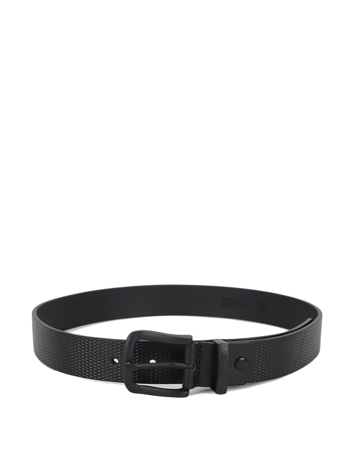 Antony Morato Black Leather Textured Waist Belt