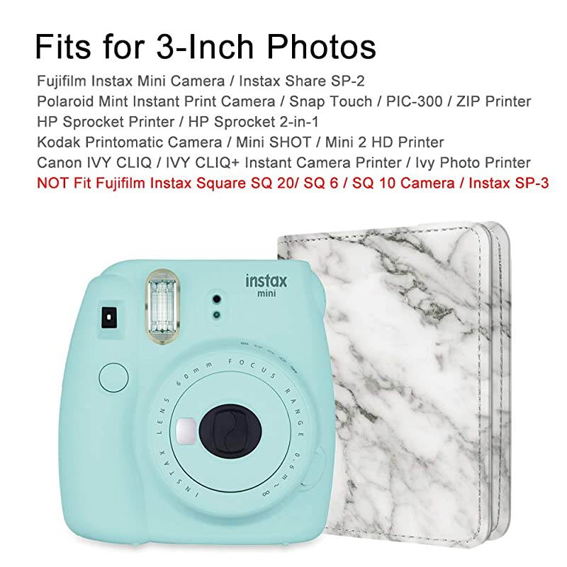 Mini Photo Album for Fujifilm Instax 3Inch Film 104 Pockets Photo Album for Fujifilm Instax Mini 9 Mini 8 Mini 90 Mini 25 Mini LiPlay Mini Link Printer Polaroid Snap PIC300 Marble