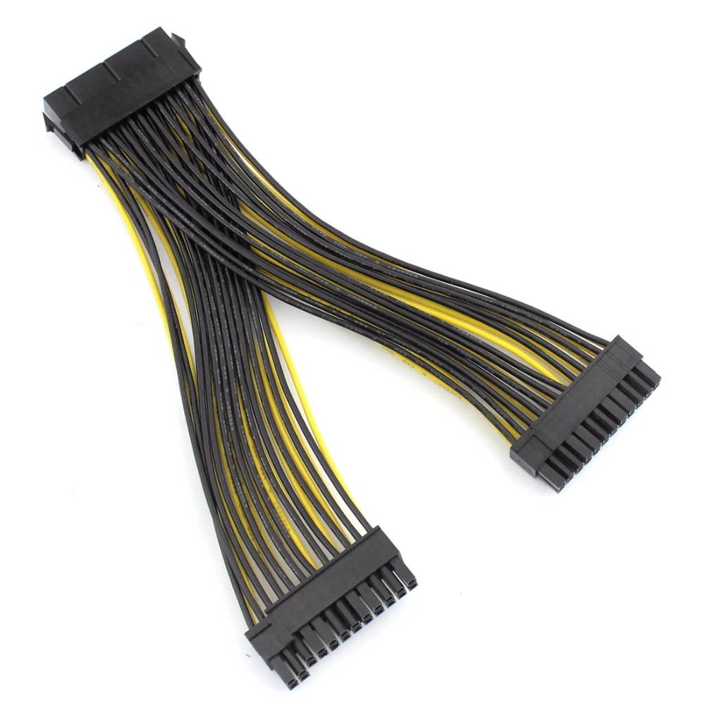 20+4Pin Dual PSU Power Supply Cable 24Pin ATX Motherboard Adapter Connector Extension Cables 18AWG Line for Mining Miner 20cm