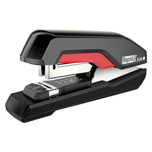 Rapid Supreme S50 SuperFlatClinch Half Strip Stapler 50-Sheet Capacity Black/Red