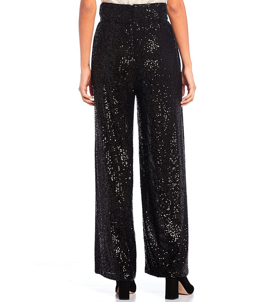 Eliza J Sequin Wide Leg Pants