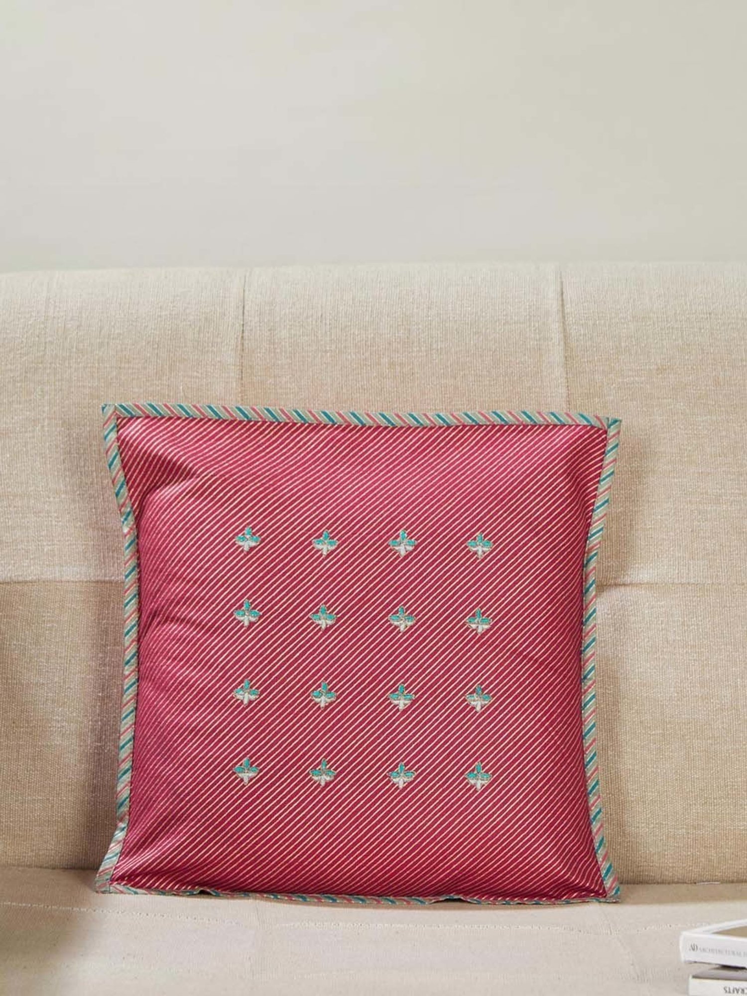 Fabindia Haveli Pink Viscose Cushion Cover