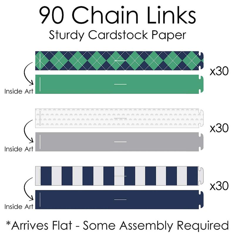 Big Dot of Happiness Par-Tee Time - Golf - 90 Chain Links and 30 Paper Tassels Decor Kit - Birthday or Retirement Party Paper Chains Garland - 21 feet