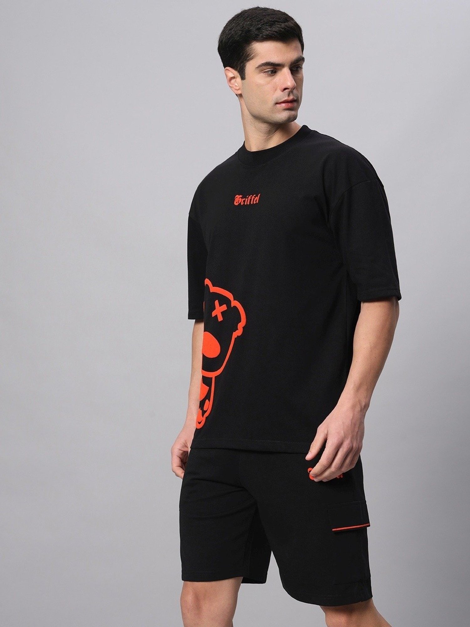 Griffel Black Cotton Loose Fit Printed Co-Ord Set