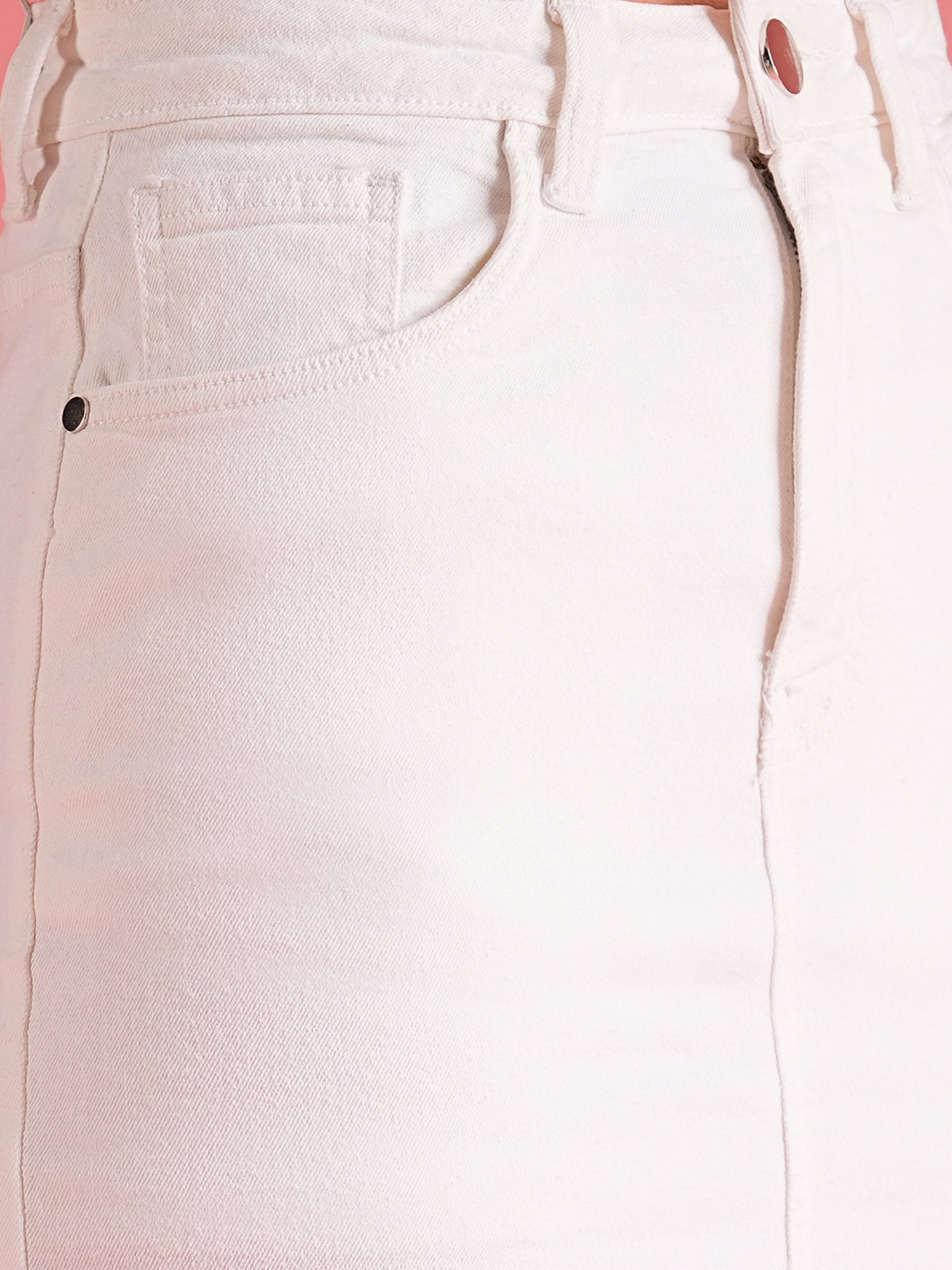 Globus White Denim Above Knee Skirt