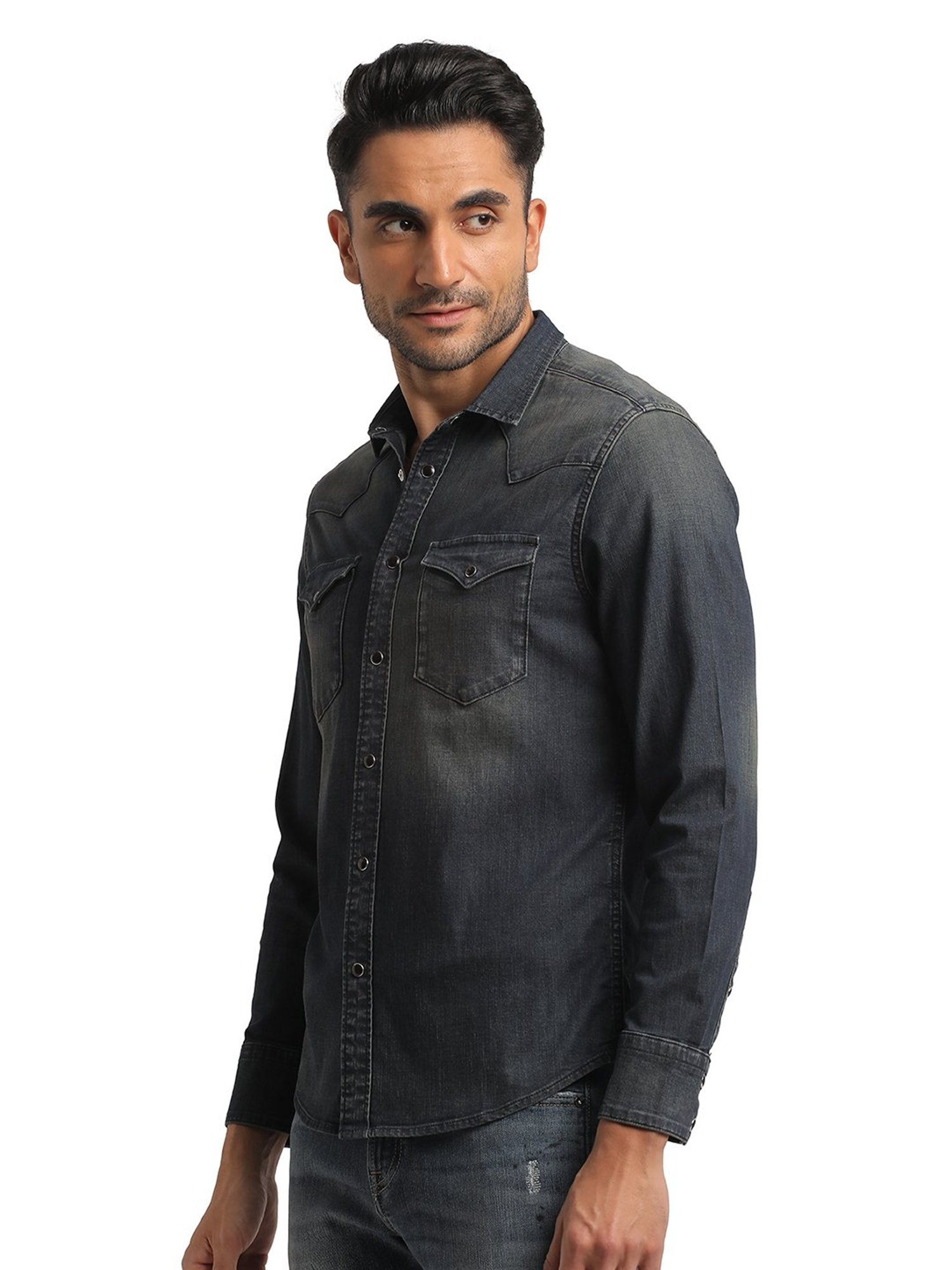 EVERBLUE Dark Blue Regular Fit Shirt