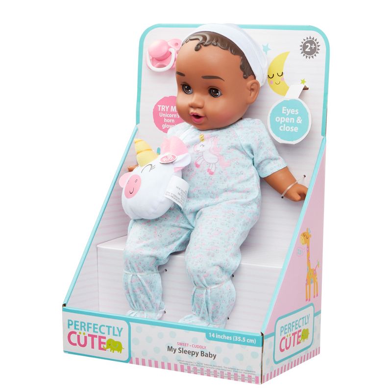 Perfectly Cute My Sleepy Baby - 14" Baby Girl Doll - Dark Brown Hair