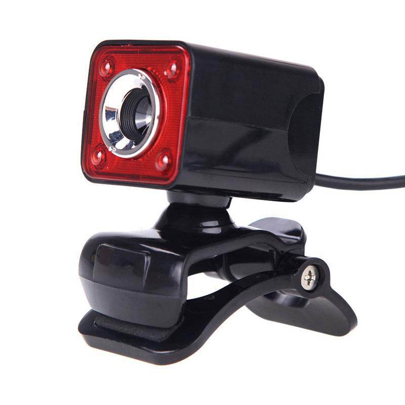 HD Webcam 12 Mega 4 Leds Night Vision CMOS USB Web Camera Digital Video  Built-in Microphone 360 Degree Rotaion Clip-on red