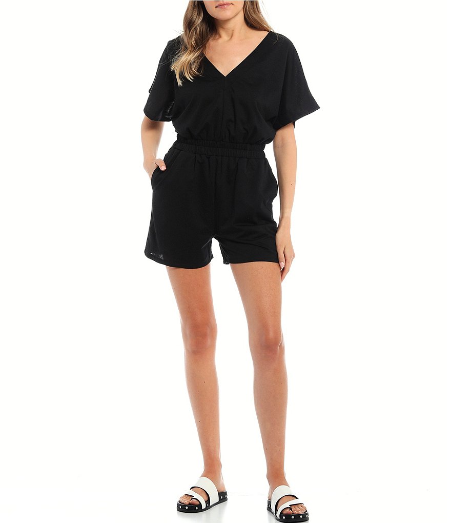 Good Luck Gem Short Flutter Sleeve Smocked Romper