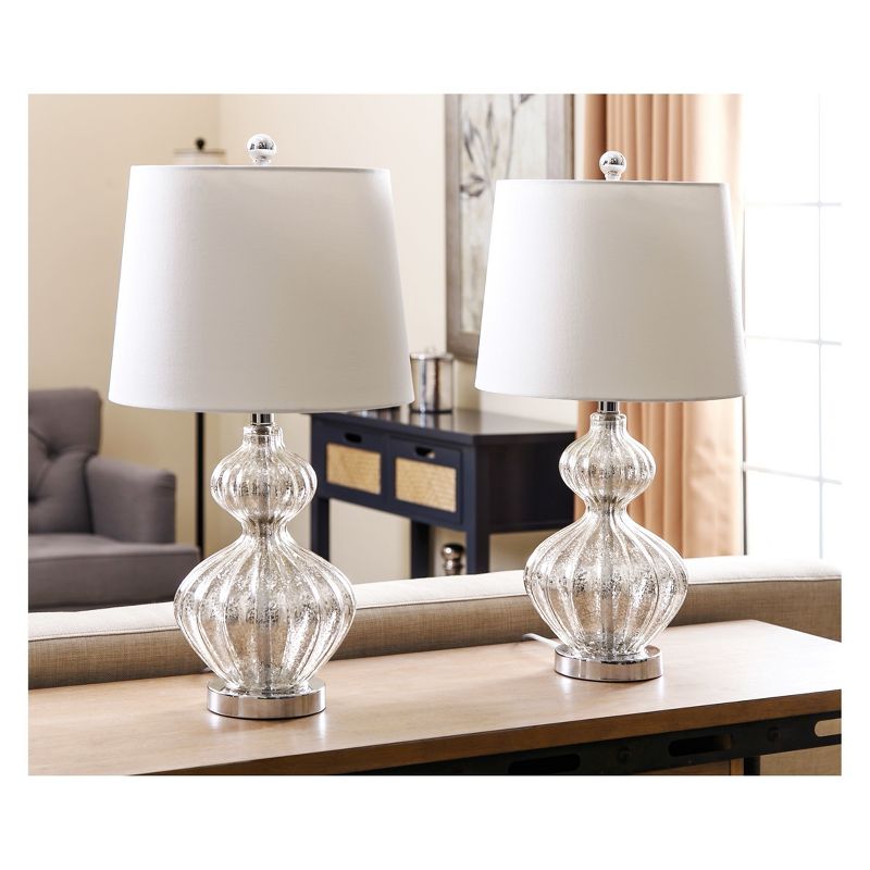 (Set of 2) Soley Glass Table Lamp Silver  - Abbyson Living