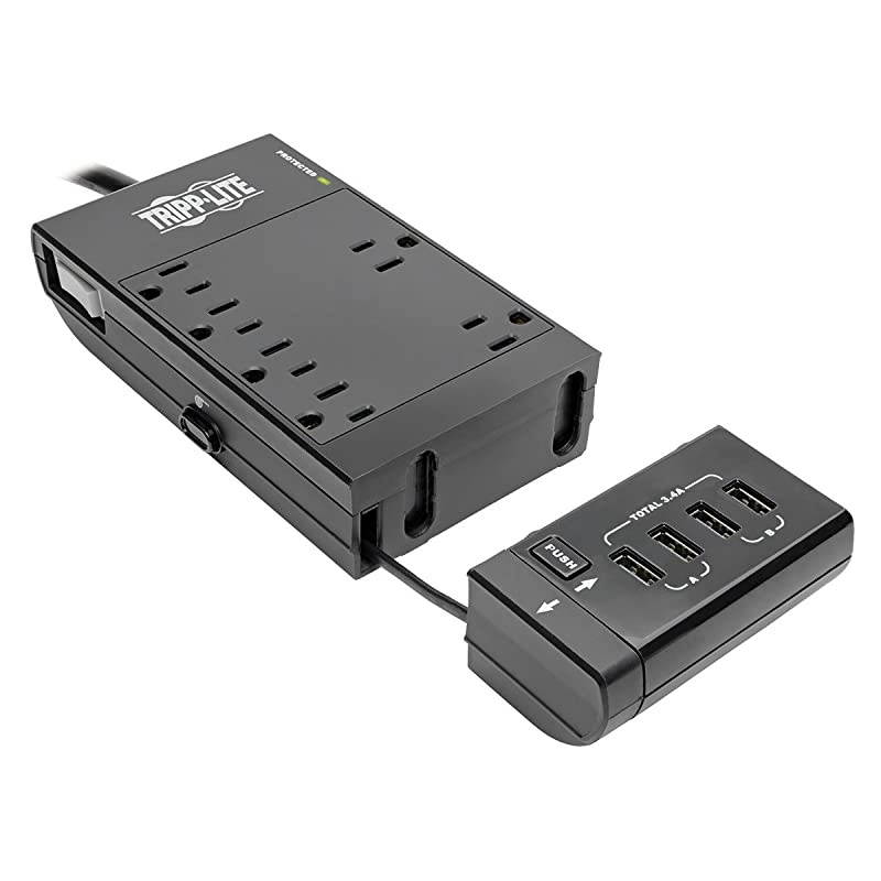 Surge Protector Power Strip 6Outlet w4 USB ChargingSync Ports Black 96 x 67 x 18 TLP66USBR