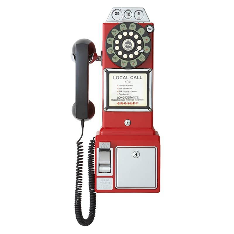 CR56-RE 1950's Payphone with Push Button Technology, Red