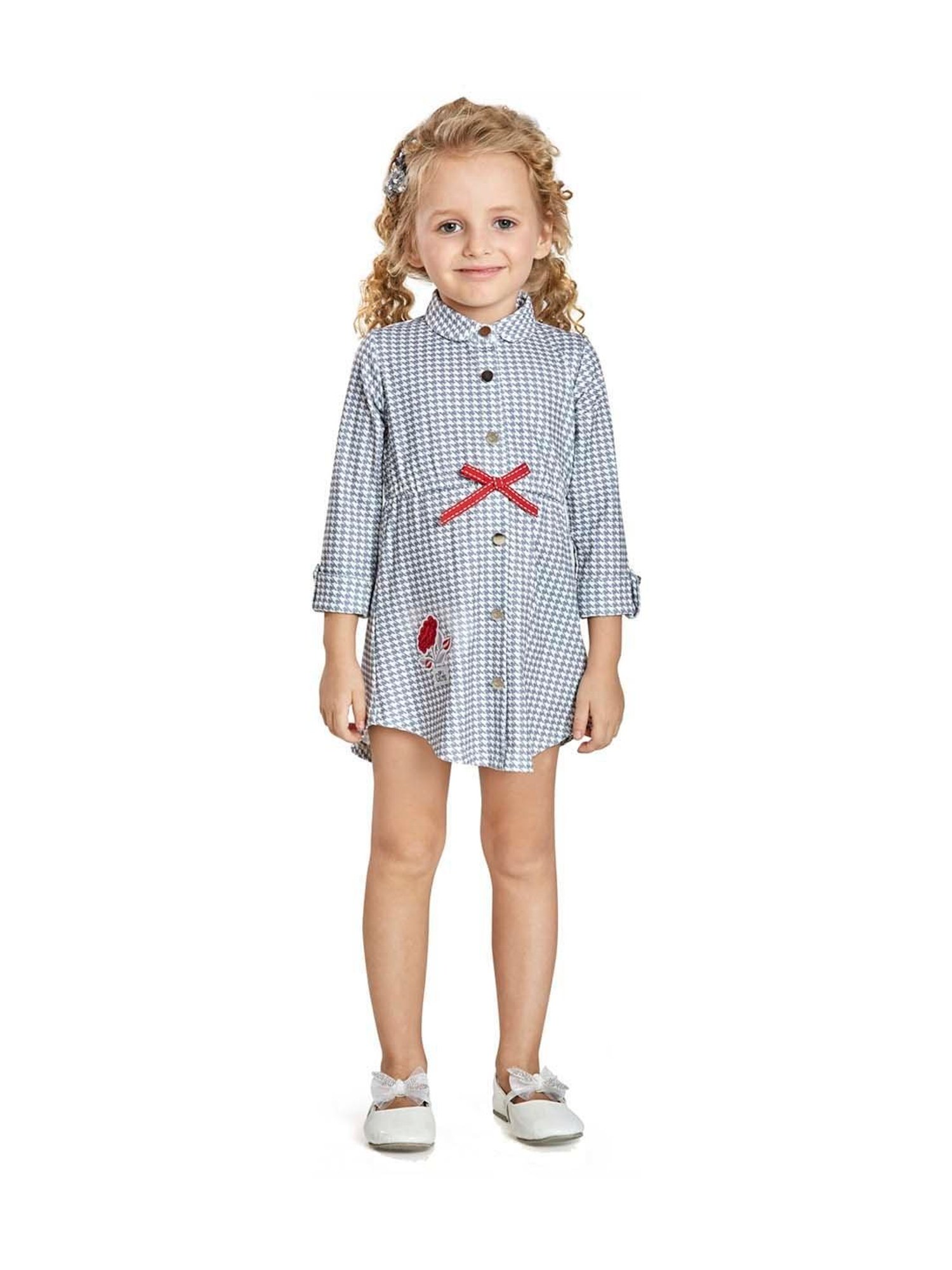 Peppermint Kids Grey Printed Dress