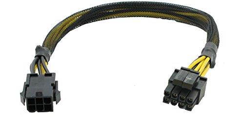 AYA 13" 6-Pin Express (Male) to EPS ATX 12V 8-Pin (4+4Pin Detachable) Female 18AWG w/Black Sleeves