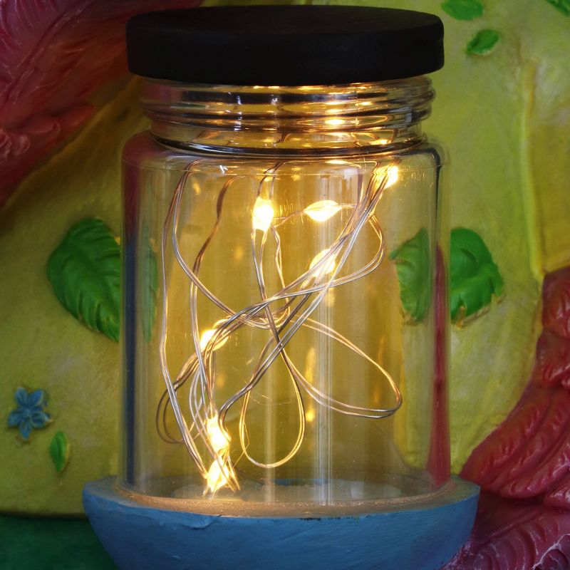 13" Solar Flamingo With Firefly Resin Jar - Exhart